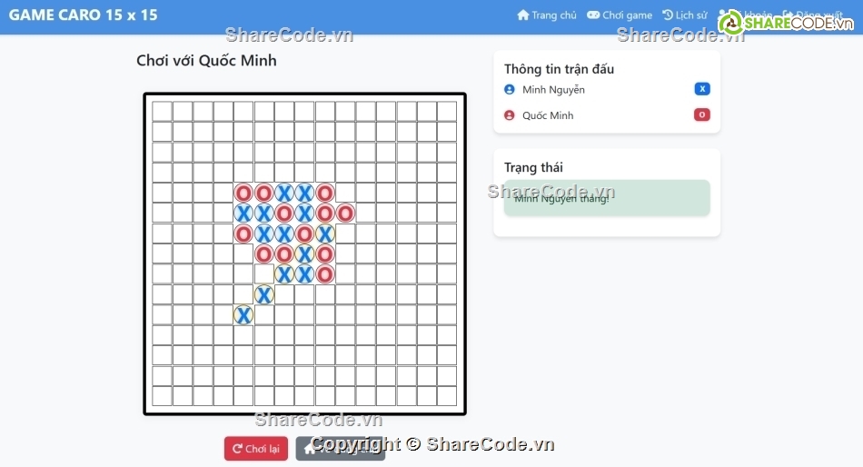 game cờ caro,đồ án web php,php thuần,web php,game cờ,game